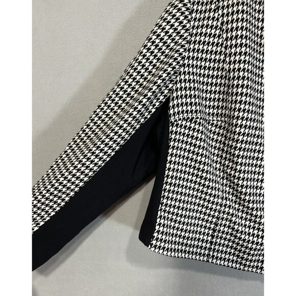 Lane Bryant Blazer Jacket Womens 28 Black White Houndstooth Asymmetric Zip - Picture 4 of 6